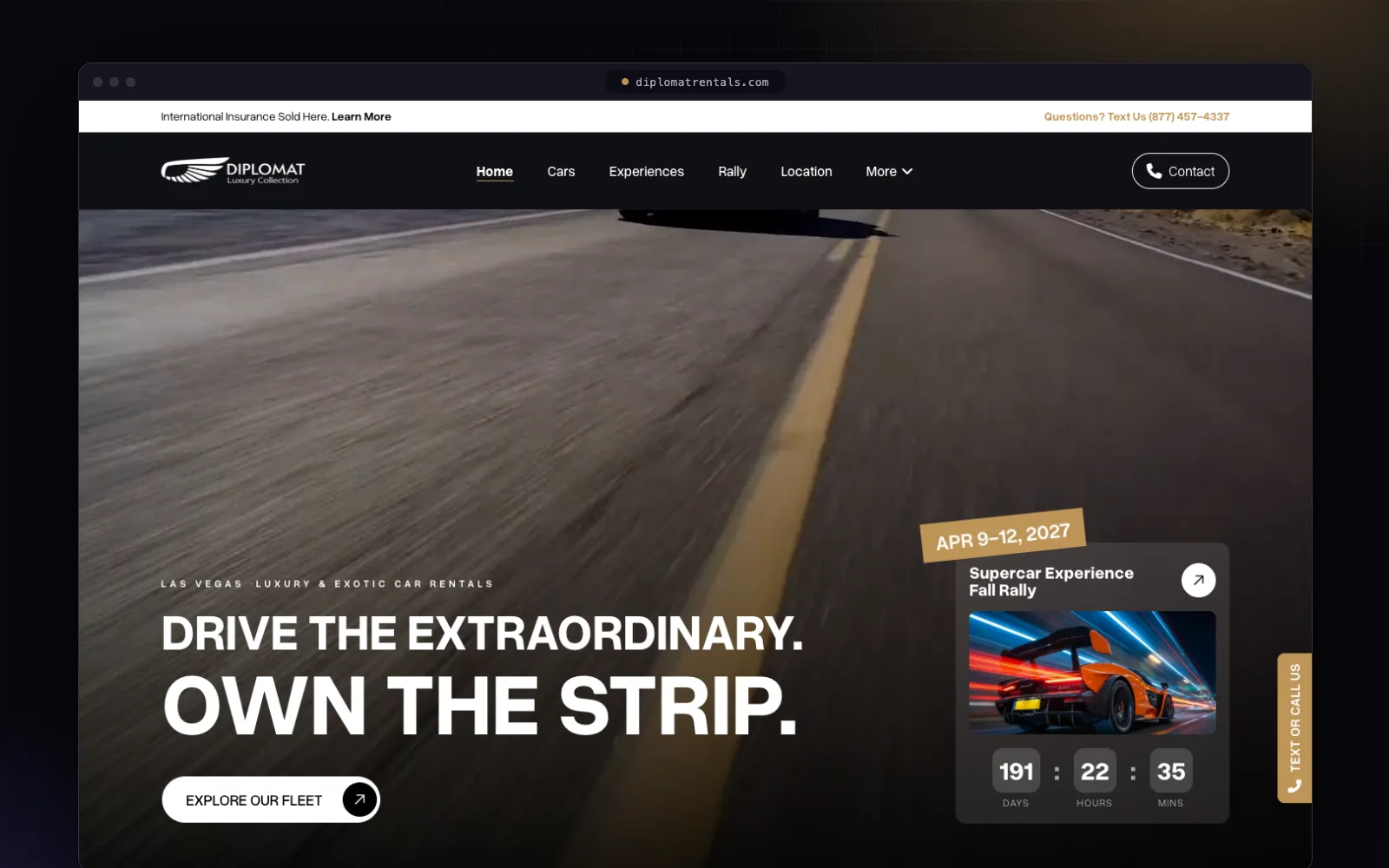 Diplomat Rentals website built by FlashStep