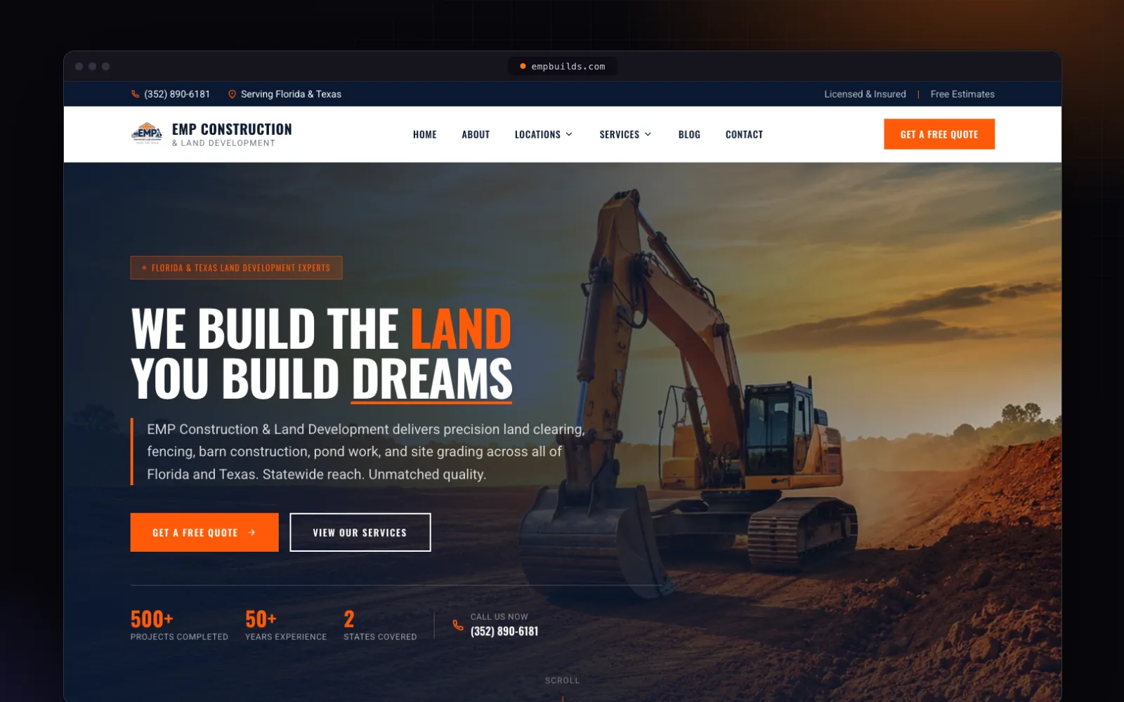 EMP Construction website built by FlashStep