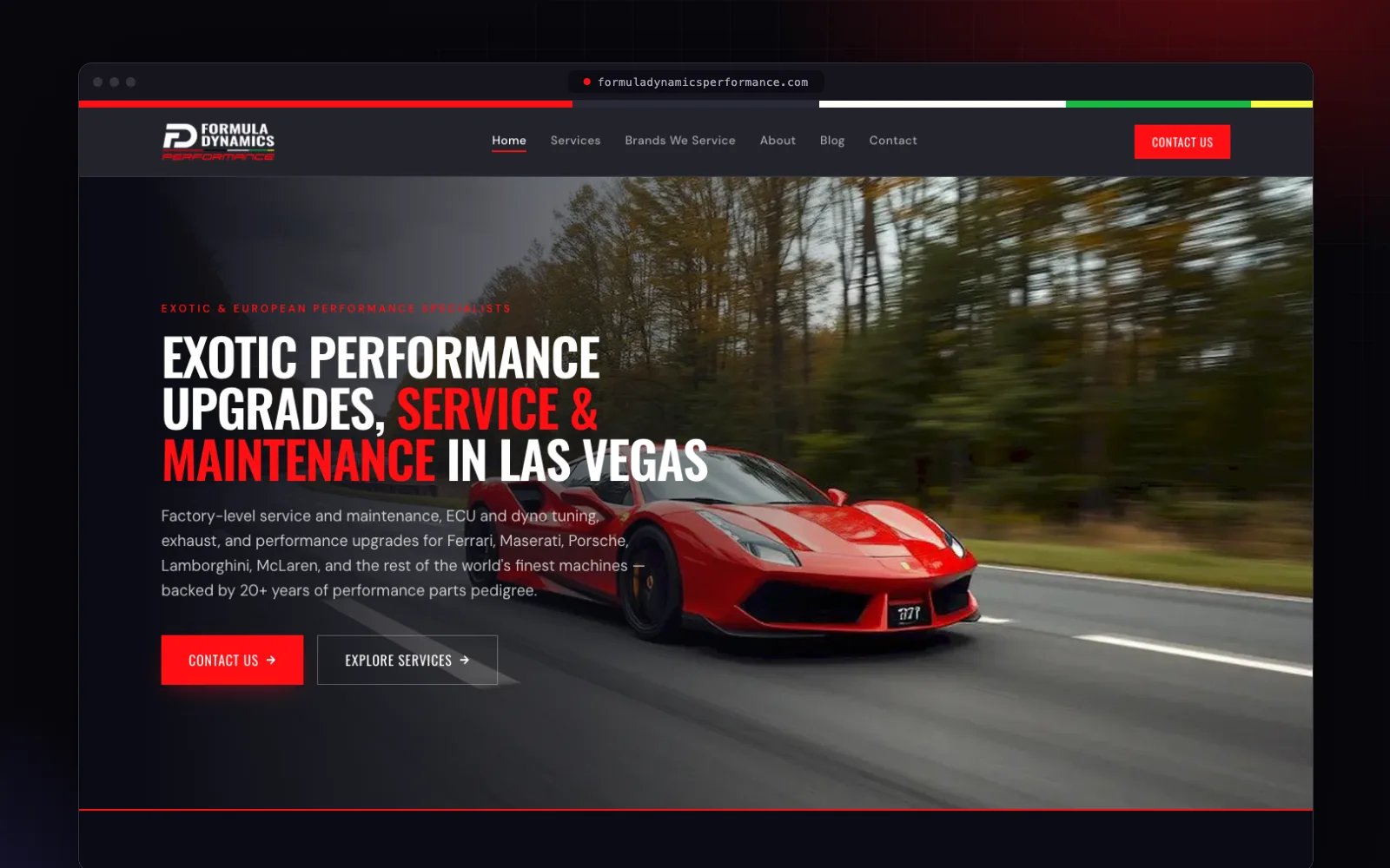 Formula Dynamics Performance website built by FlashStep