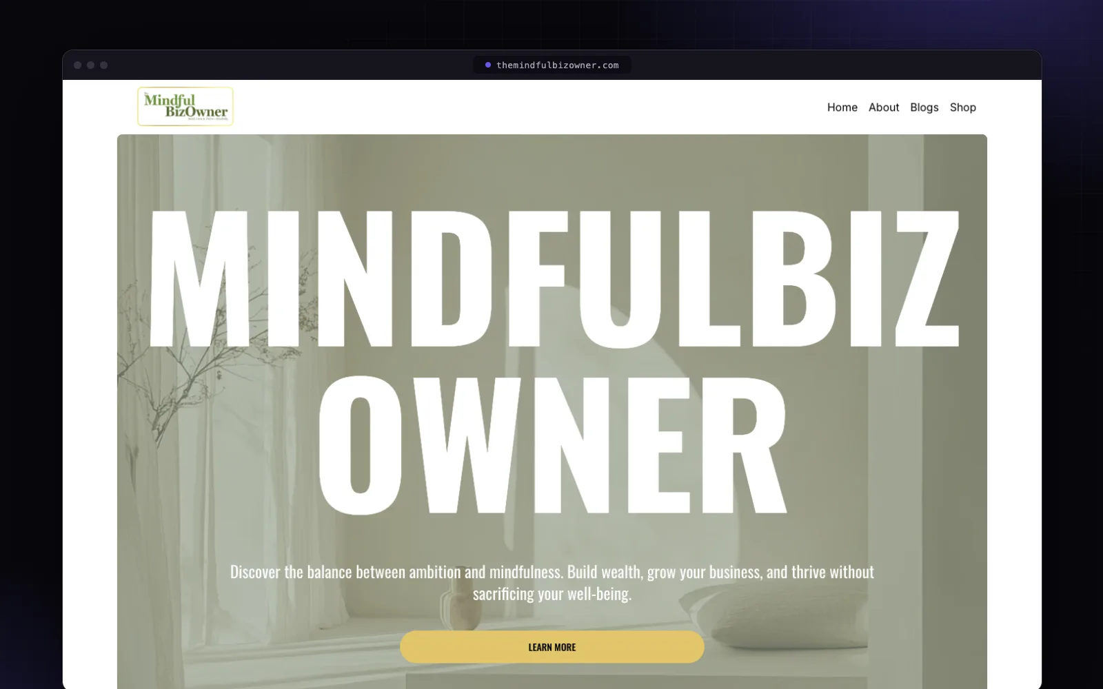 The MindfulBiz Owner website built by FlashStep