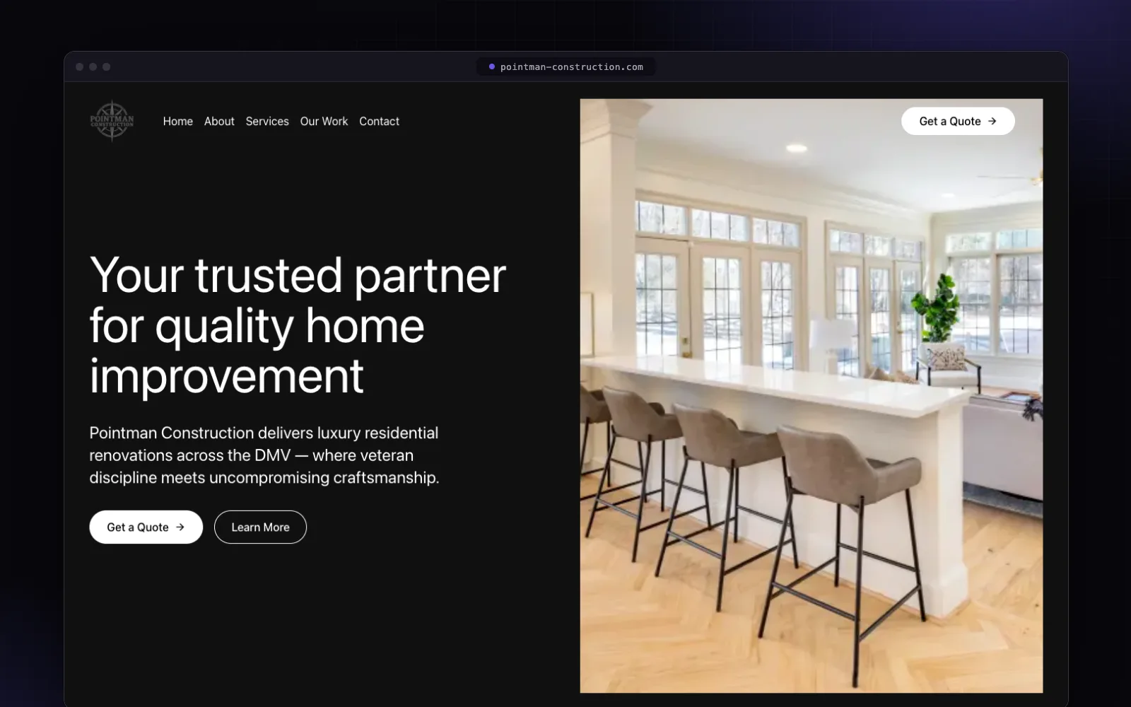 Pointman Construction website built by FlashStep