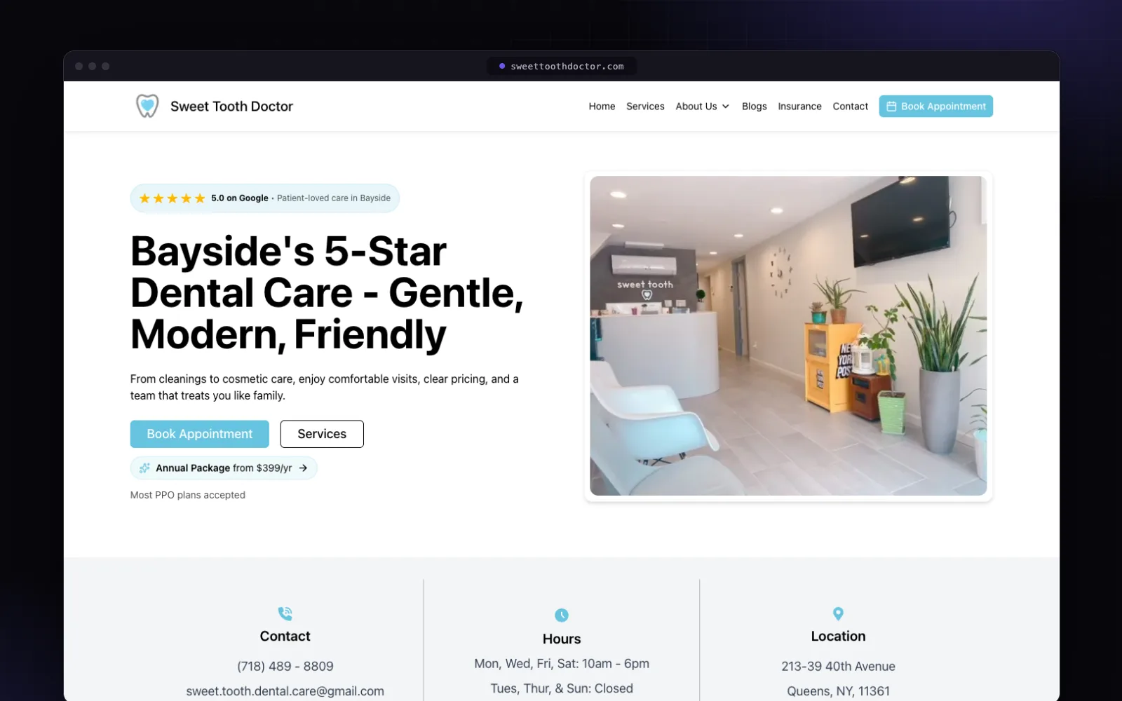 Sweet Tooth Doctor website built by FlashStep